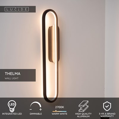 Lucide THELMA - Wall light - LED Dim. - 1x24W 2700K - Black